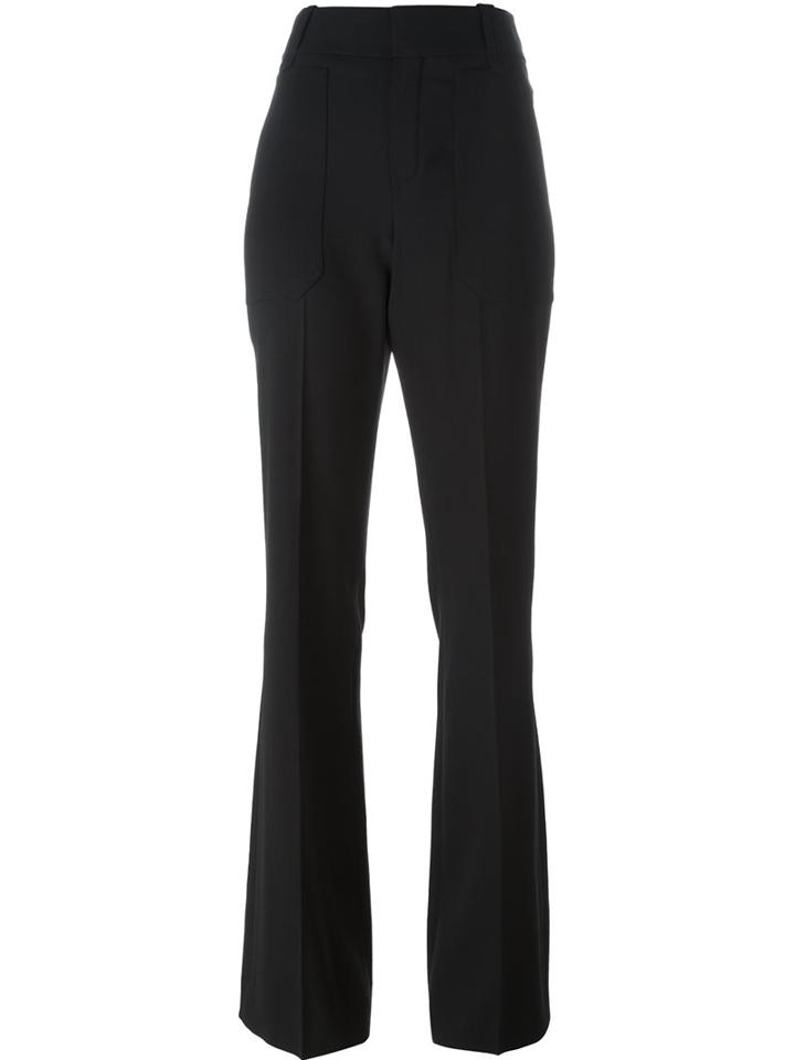 Chloé Flared Fitted Trousers, Women's, Size: 38, Black, Silk/spandex/elastane/virgin Wool