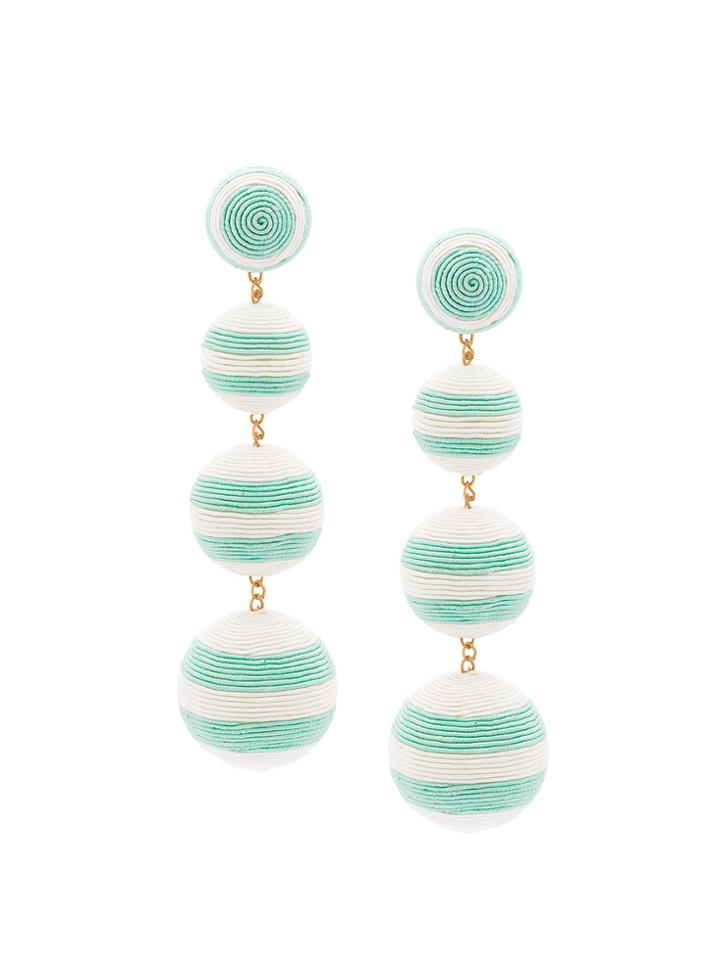 Rebecca De Ravenel Striped Drop Earrings - Blue