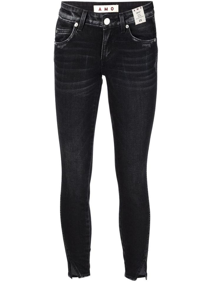 Amo Twist Ink Skinny Cropped Jeans, Women's, Size: 28, Black, Cotton/spandex/elastane