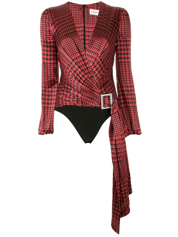 Alexandre Vauthier Houndstooth Print Bodysuit - Red