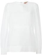 No21 Round Neck Sheer Blouse, Women's, Size: 44, White, Cotton/silk