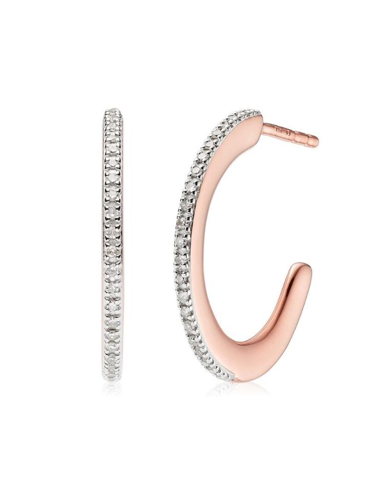 Monica Vinader Fiji Skinny Hoop Diamond Earrings - Gold