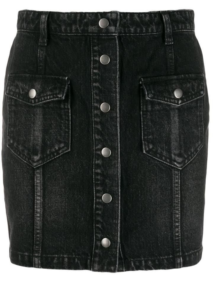 Saint Laurent Front Button Fastening Denim Skirt - Black