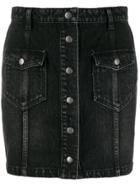 Saint Laurent Front Button Fastening Denim Skirt - Black