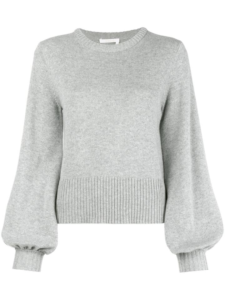 Chloé Cropped Crew Neck Sweater - Grey