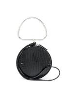 Gu De Croc Embossed Circle Tote Bag - Black
