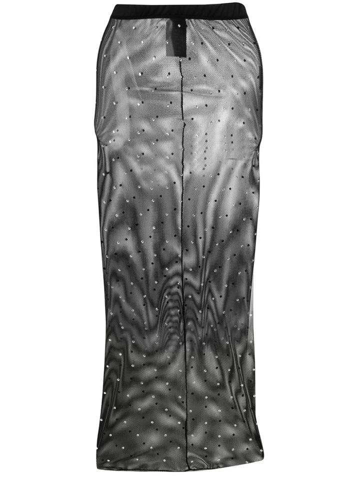 Alessandra Rich Sheer Fitted Midi Skirt - Black