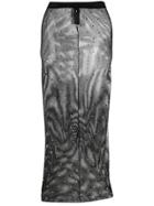 Alessandra Rich Sheer Fitted Midi Skirt - Black