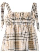Ganni Ruffle Check Tank Top - Neutrals