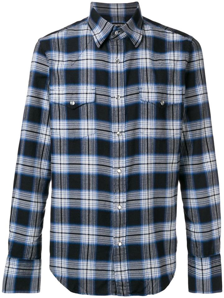Tom Ford Classic Plaid Shirt - Blue