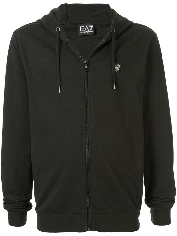 Ea7 Emporio Armani Logo Plaque Hoodie - Black