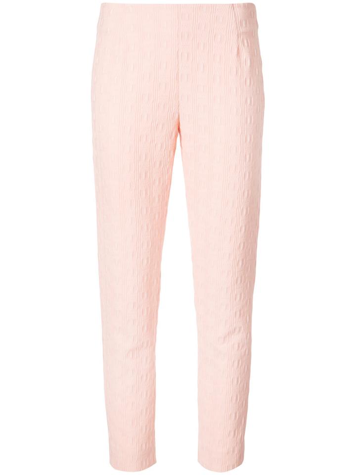Lela Rose - Textured Slim Trousers - Women - Silk/polyamide/polyester - 4, Pink/purple, Silk/polyamide/polyester