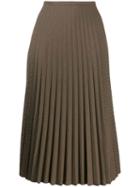 Piazza Sempione Pleated Houndstooth Skirt - Brown