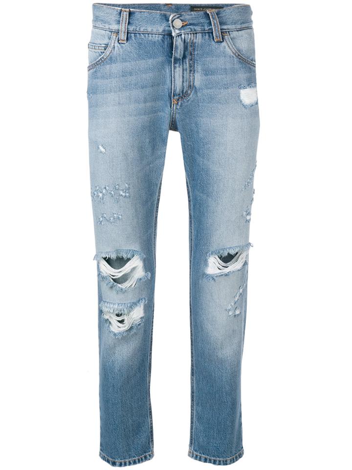 Dolce & Gabbana Distressed Cropped Jeans - Blue