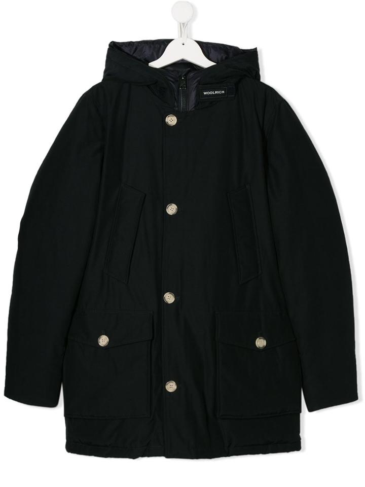 Woolrich Kids Teen Hooded Mid-length Parka - Blue