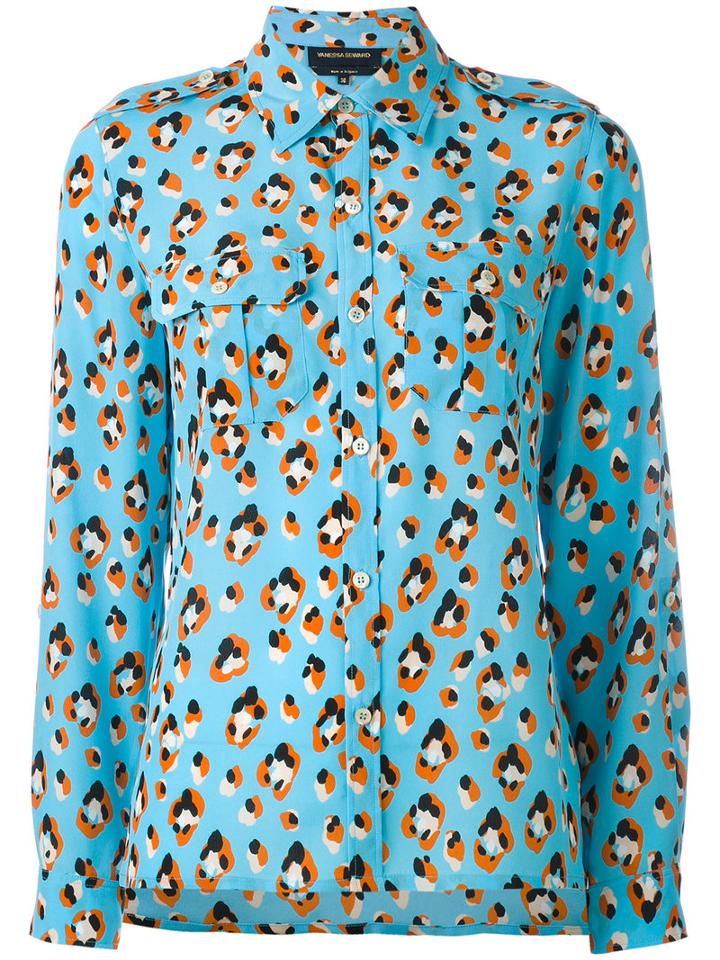 Vanessa Seward - Animal-print Shirt - Women - Silk - 38, Blue, Silk