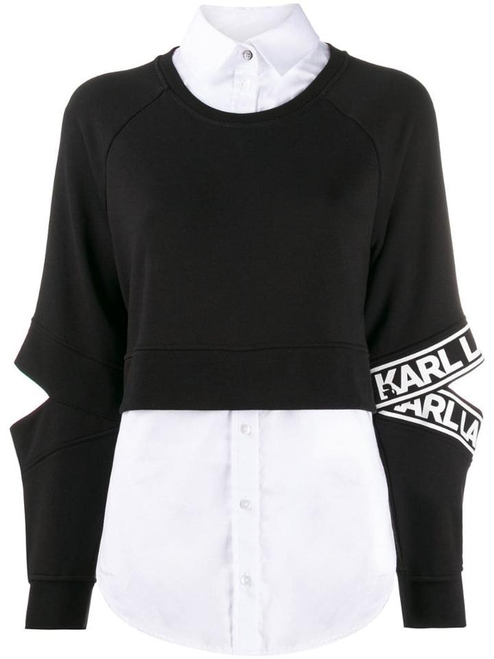 Karl Lagerfeld Poplin-panelled Sweatshirt - Black