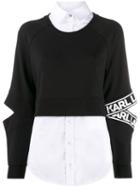 Karl Lagerfeld Poplin-panelled Sweatshirt - Black