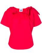 Si Jay Poplin Bow Shoulder Top - Red