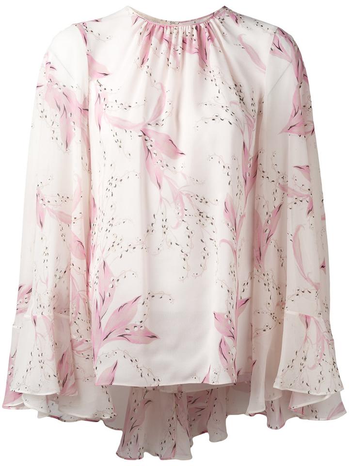 Giambattista Valli Floral Print Shift Blouse, Size: 44, Pink/purple, Silk