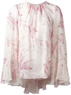 Giambattista Valli Floral Print Shift Blouse, Size: 44, Pink/purple, Silk