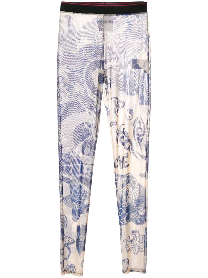 Koché Tattoo Print Mesh Trousers - Blue