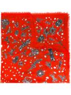 Alexander Mcqueen Bejewelled Creature Print Scarf, Women's, Red, Silk/modal