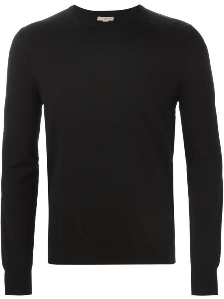 Burberry Check Elbow Patch Sweater, Men's, Size: Small, Black, Merino