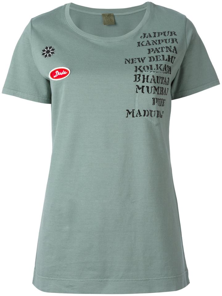 Mr & Mrs Italy Embellished Print Patch T-shirt - Green