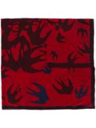 Mcq Alexander Mcqueen Swallow Swarm Jacquard Pashmina - Red