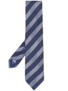 Brioni Diagonal Stripes Silk Tie - Blue