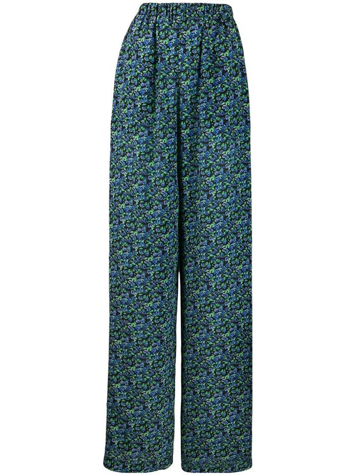 Balenciaga Floral Print Wide-leg Trousers - Blue