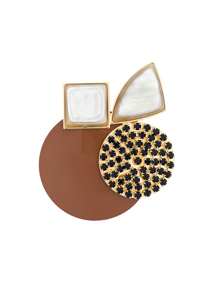 Marni Geometric Brooch - Metallic
