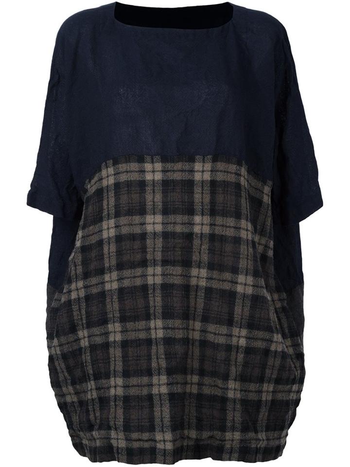 Daniela Gregis Checked Boxy T-shirt, Women's, Size: 1, Blue, Wool