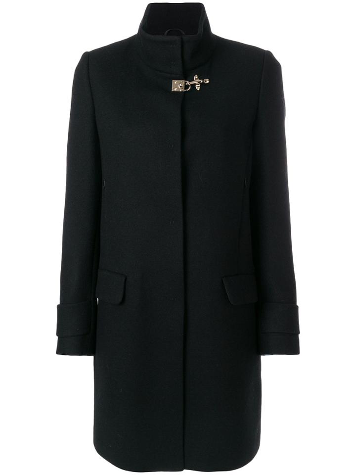 Fay Hook Fastened Coat - Black