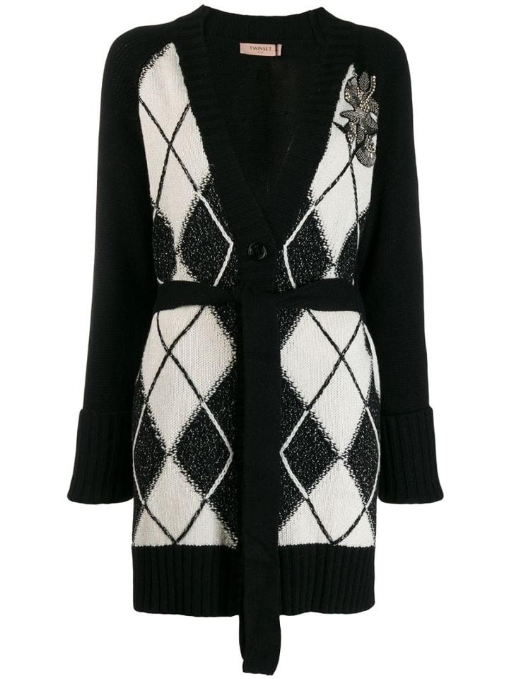 Twin-set Patterned Cardi-coat - Black