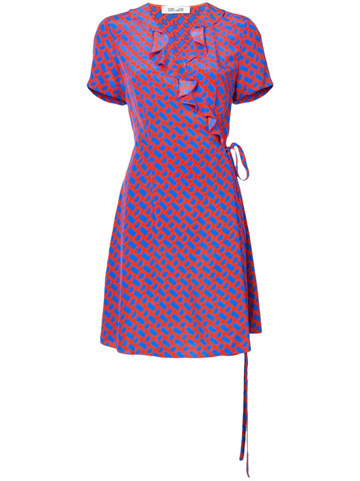 Dvf Diane Von Furstenberg Link Print Wrap Dress - Blue