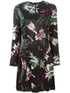 Msgm Rocket Print Pleated Dress, Women's, Size: 40, Black, Viscose/silk