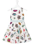 Moschino Kids Flared Printed Dress, Girl's, Size: 12 Yrs, White