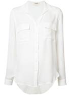 L'agence Silk Pocket Shirt, Women's, Size: Small, White, Silk