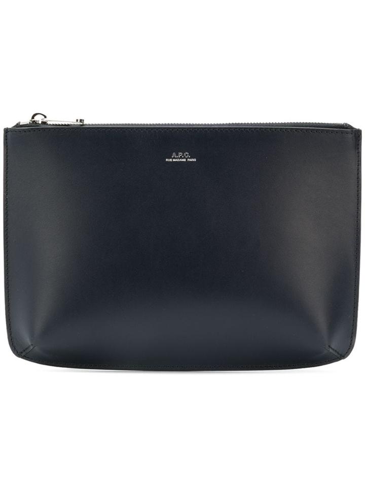 A.p.c. Zipped Clutch Bag - Blue