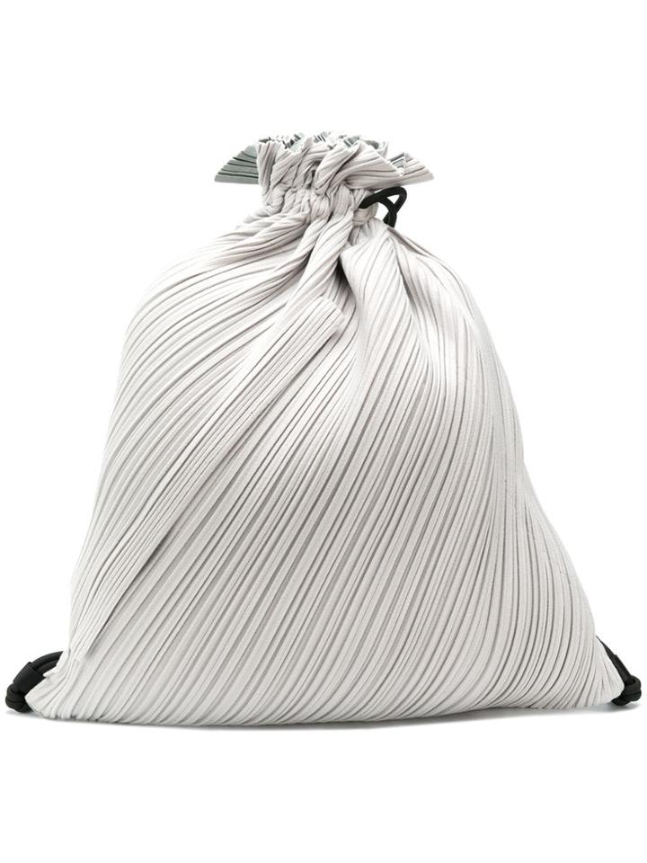 Pleats Please By Issey Miyake Pleated Drawstring Backpack - Grey