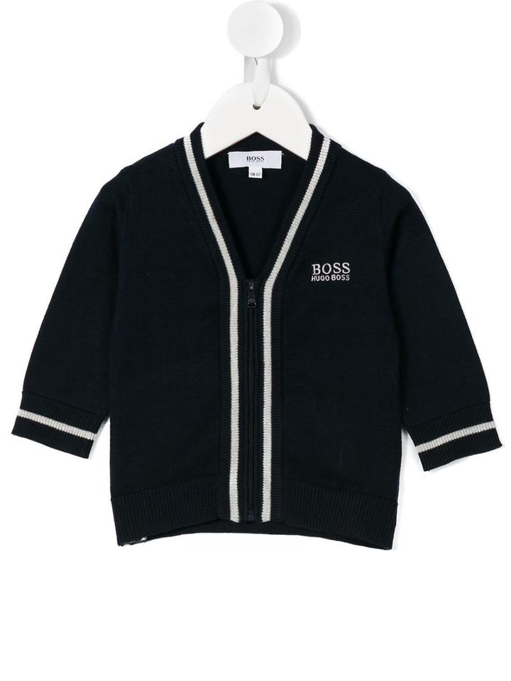 Boss Kids - Zipped Cardigan - Kids - Cotton - 6 Mth, Blue