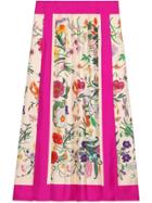 Gucci Flora Print Pleated Skirt - Neutrals