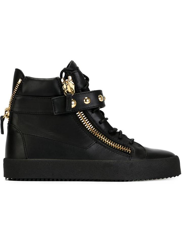 Giuseppe Zanotti Design Riley Hi-top Sneakers, Men's, Size: 44, Black, Leather/rubber