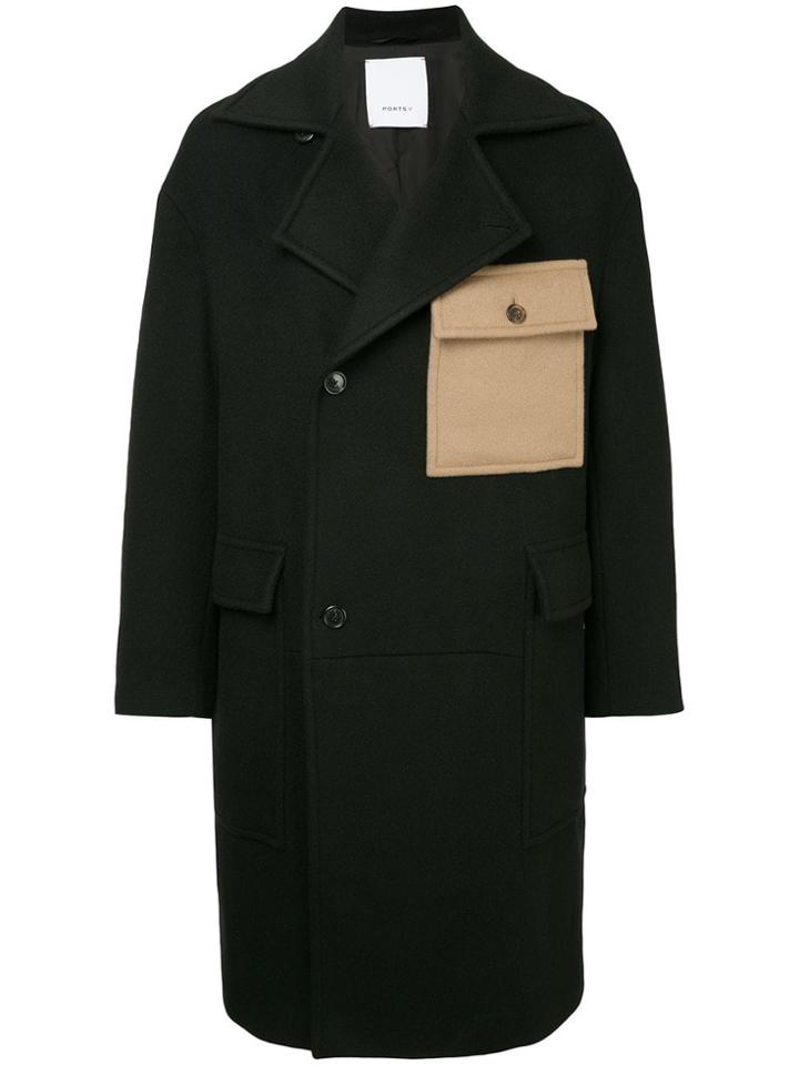 Ports V Oversized Coat - Black