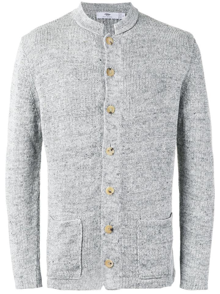 Inis Meáin Nehru Cardigan, Men's, Size: Large, Grey, Linen/flax