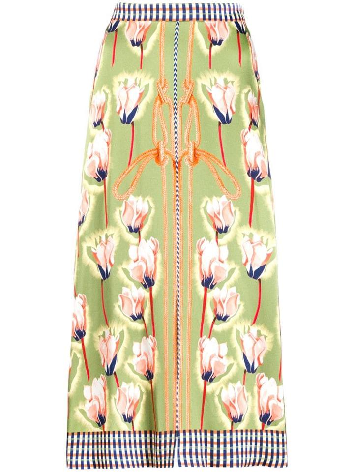Temperley London Floral Rope Print Midi Skirt - Green