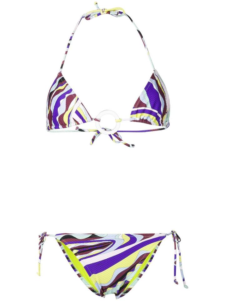 Emilio Pucci Burle Print Triangle Bikini - Blue