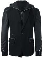 Philipp Plein Zip Detailed Blazer Jacket, Men's, Size: 50, Black, Cotton/polyester/spandex/elastane/viscose